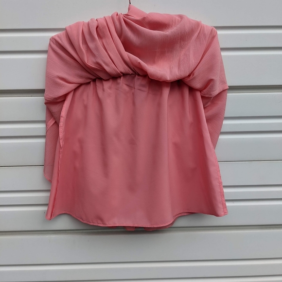 LOFT Mini Skirt Coral XXS pleats flowy sheer light weight dressy elastic waist - Picture 10 of 14